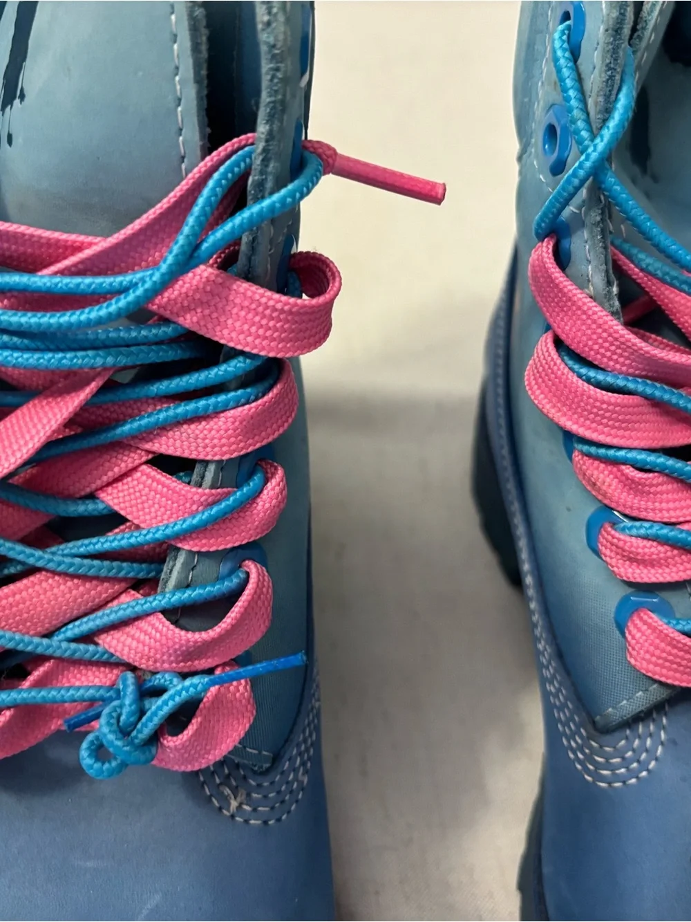Timberland Sponge Bob Boots with Pink & Teal Laces